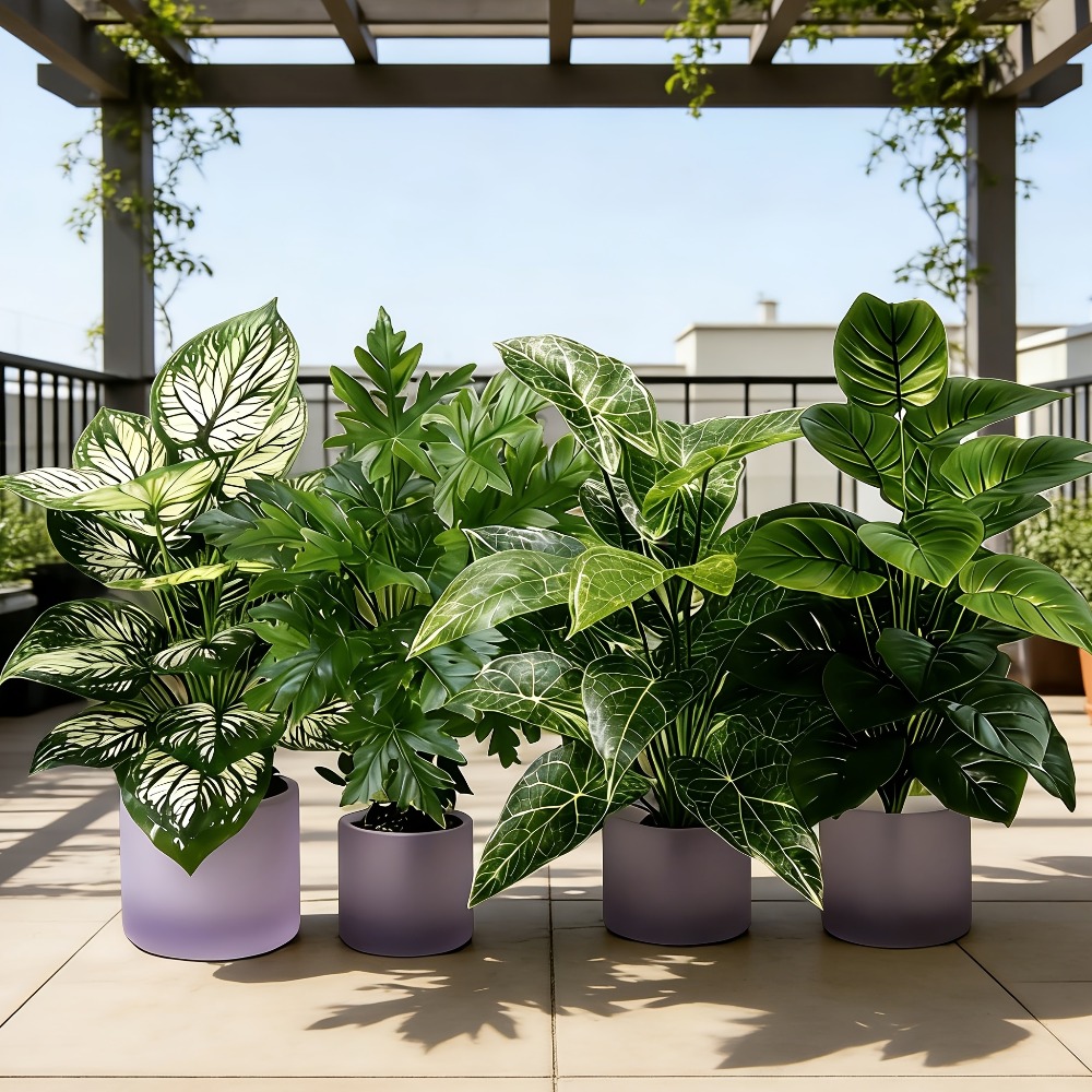 Snake Plant - Lot de 4 plantes artificielles avec