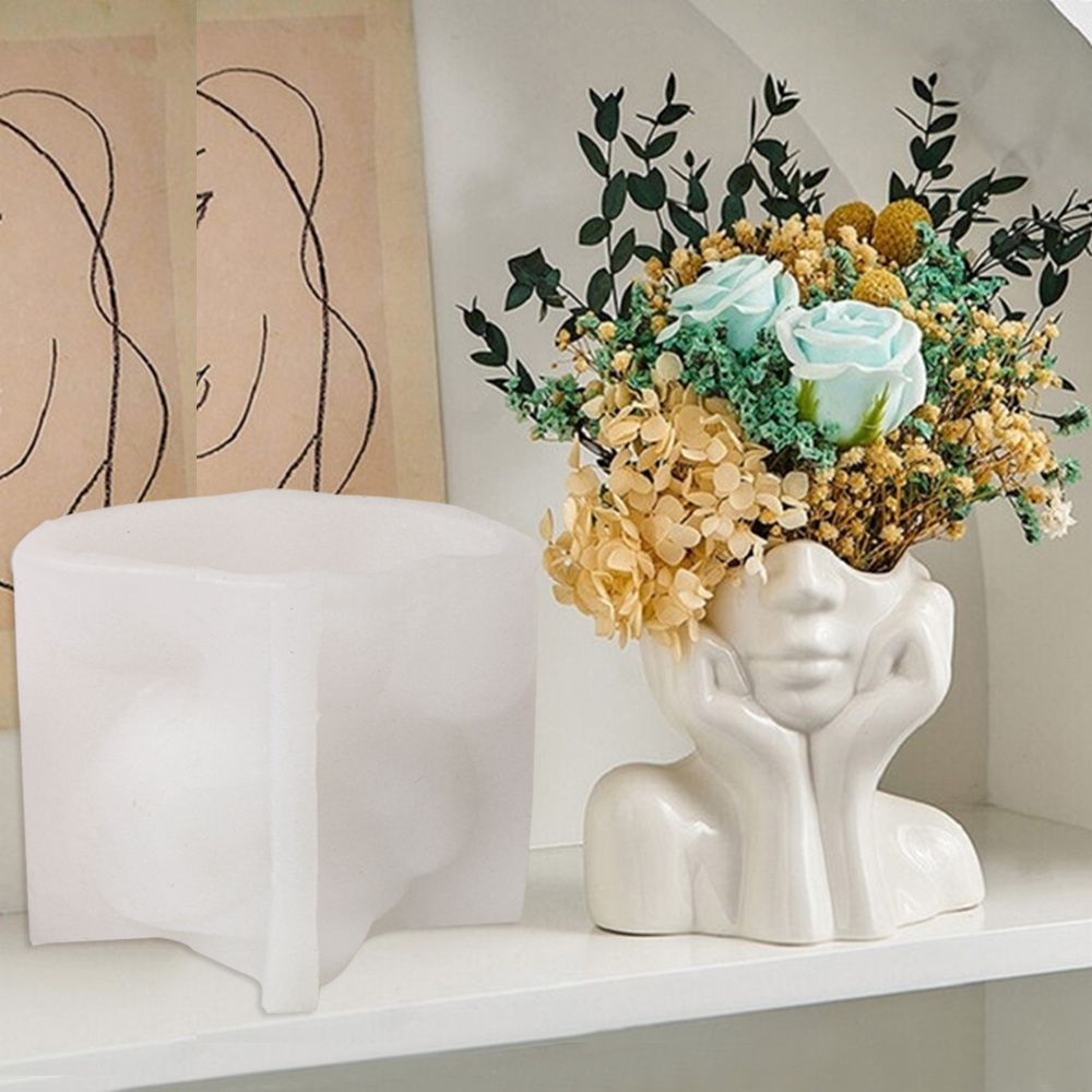 Succulent Set - Pot de jardinière de visage abstrait,