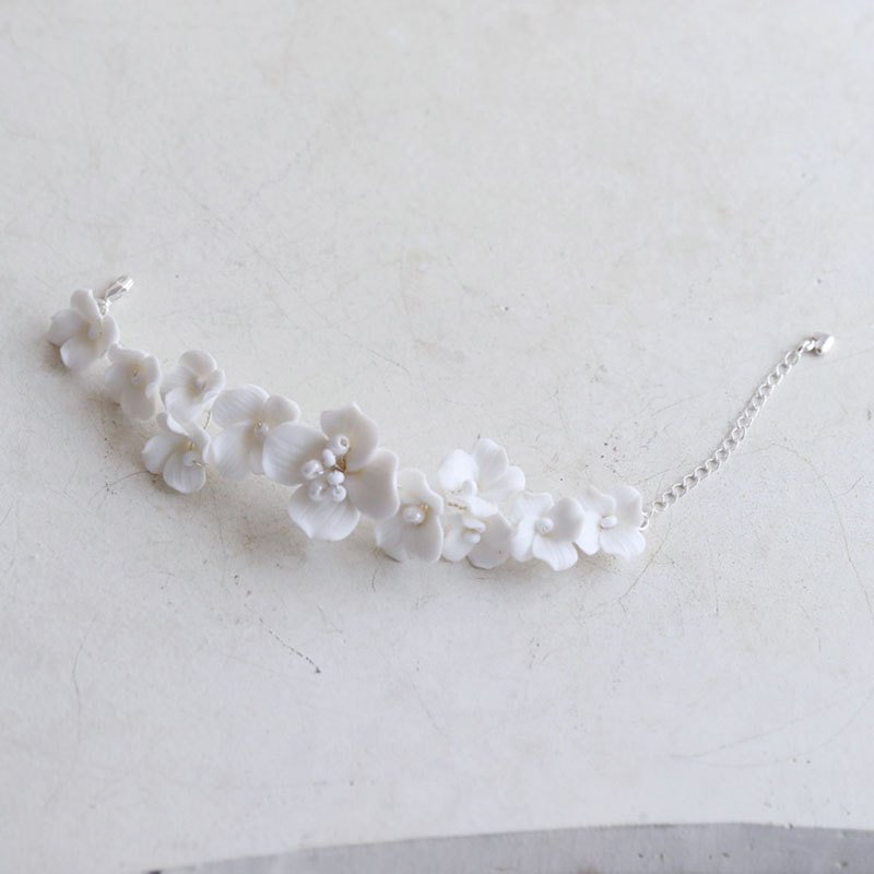 Snake Plant Ceramic - Bracelet en porcelaine blanche fait à